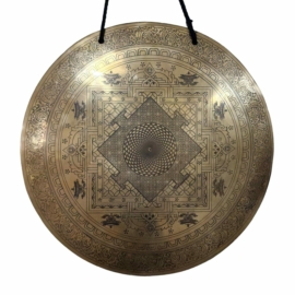 Gong de Viento de Bronce Mandala - 32 cm, Armonía Divina para la Meditación