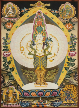 Thangka de Avalokitesvara de mil brazos sobre lienzo