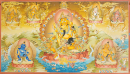 Jambhala Thangka Painting with Gold Accents