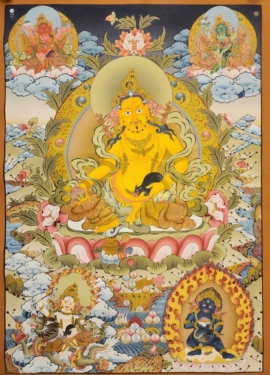 Pancha Jambhala Thangka on Cotton Canvas