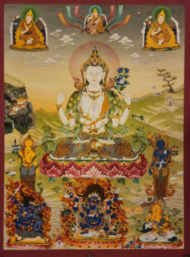 Thangka de Chenrezig sur toile de coton