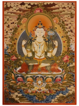 Thangka de Chenrezig sur toile de coton