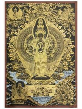 Thangka de Avalokitesvara Sahasrabhuja sobre lienzo de algodón