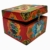 Ritual Wooden Box with Red Floral Design