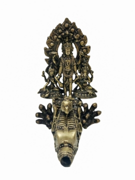 Grifo de agua de cobre Dhunge Dhara con acabado de Vishnu