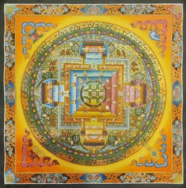 Thangka del Mandala de los Nueve Planetas en Lienzo de Algodón