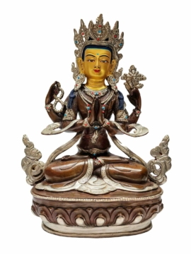 Stunning Copper Chenrezig Statue – Embodiment of Compassion