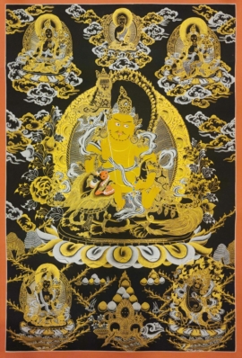 Jambhala Namtose Thangka - Black and Gold Canvas