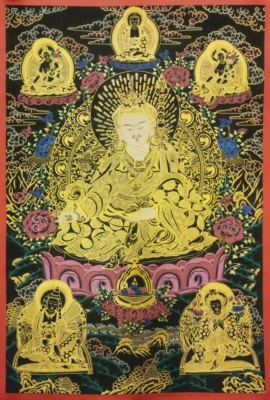 Thangka de Padmasambhava sobre lienzo de algodón