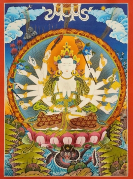 Thangka de Cundi sur toile de coton, fait à la main