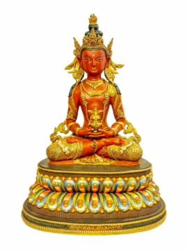 Aparimita Copper Buddha Statue with Gold-Plated Accent - 43 cm