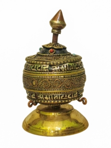 Brass Table Top Prayer Wheel with Mantras
