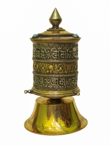 Brass Table Top Prayer Wheel with Sacred Mantras