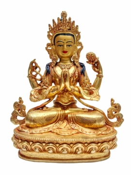 Gold-Plated Chenrezig Copper Statue