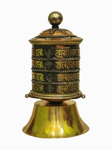 Brass Tabletop Prayer Wheel for Spiritual Practice