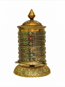 Brass Tabletop Prayer Wheel for Meditation