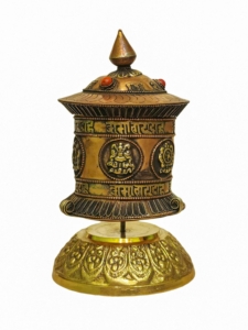 Brass Table Top Prayer Wheel with Mantra