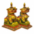 Ensemble de gardiens de temple en résine représentant des lions