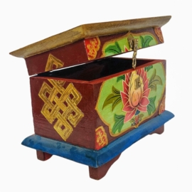 Tibetan Wooden Ritual Box for Spiritual Offerings