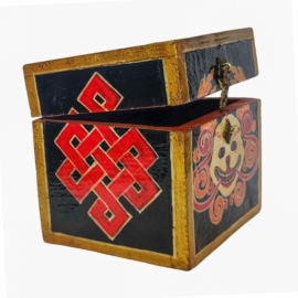 Tibetan Wooden Ritual Box for Spiritual Practices
