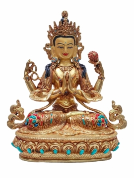 Chenrezig Copper Statue with Gold-Plated Face