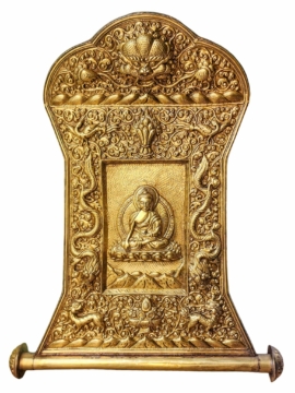 Colgante de Pared de Buda Shakyamuni en Bronce con Acabado en Oro