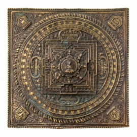 Colgante de pared cuadrado de mandala de bronce