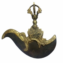 Herramienta ritual de kartika de bronce para la práctica del Vajrayana
