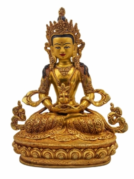 Aparimita Copper Buddhist Statue with Gold Plating - Embodying Devotion and Tranquility