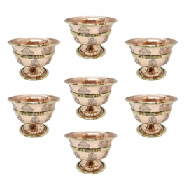 Conjunto de Cuencos de Ofrecimiento de Cobre con Soporte