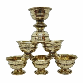 Juego de Cuencos de Ofrecimiento de Cobre con Soporte - 7 Piezas