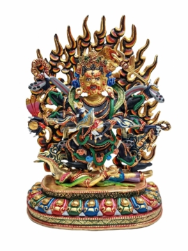 Mahakala Copper Statue with Gold Accents