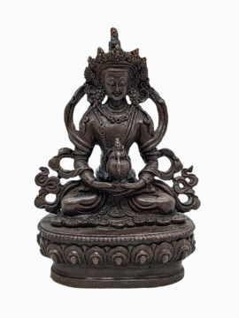Chocolate Oxidized Aparimita Copper Statue - Spiritual Tranquility