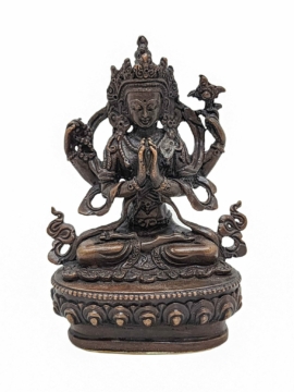 Elegant Copper Chenrezig Statue - Embodiment of Compassion