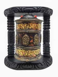 Brass Wall Prayer Wheel with Ashtamangala Mantras