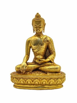 Gold-Plated Ceramic Shakyamuni Buddha Statue