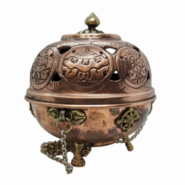 Copper Incense Burner with Intricate Carvings