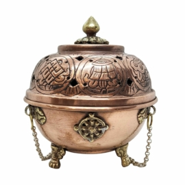 Copper Incense Burner with Intricate Carvings