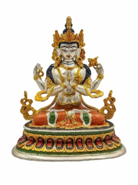 Copper Chenrezig Miniature Statue - 10 cm