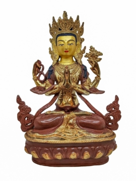 Chenrezig Copper Statue with Gold Plating
