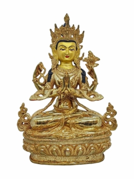 Copper Chenrezig Statue - Embodiment of Compassion, 32 cm