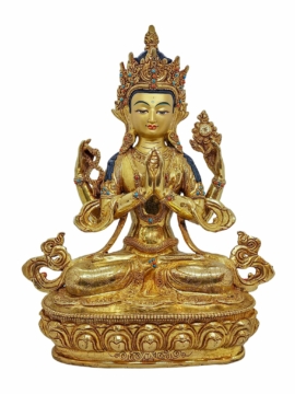 Copper Chenrezig Statue with Gold Plating