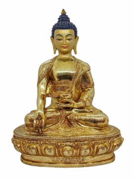Gold-Plated Shakyamuni Buddha Statue in Copper