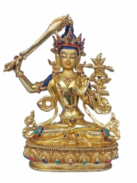 Copper Manjushree Statue - 24 cm Height