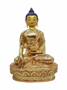 Gold-Plated Shakyamuni Buddha Statue in Copper