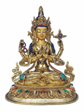 Copper Chenrezig Statue - Compassion and Wisdom
