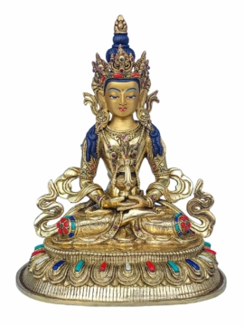 Aparimita Copper Buddhist Statue with Gold Finish
