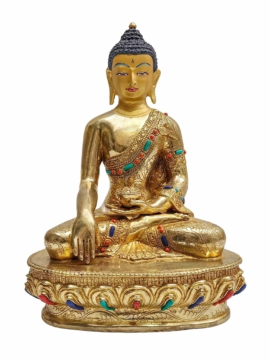 Copper Shakyamuni Buddha Statue with Gold Finishing