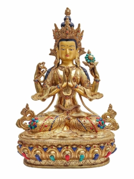 Copper Chenrezig Statue - Symbol of Compassion