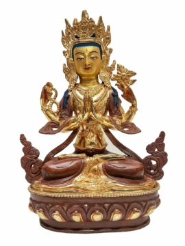 Chenrezig Copper Statue with Gold Plating